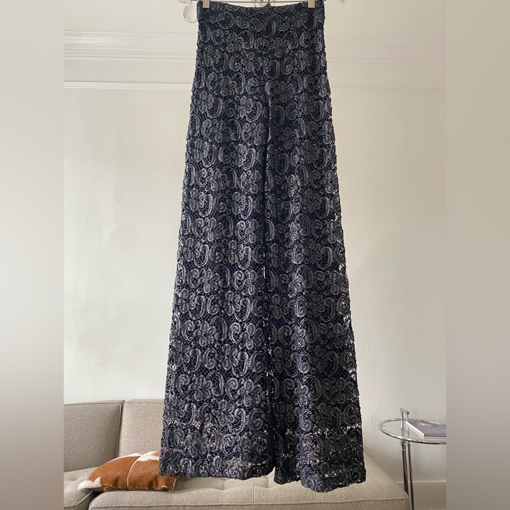 nightcap lined black lace/silver wide legged pants (size 1)